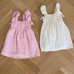 Cat & Jack Pink and Cream Ruffle Strap Sundresses